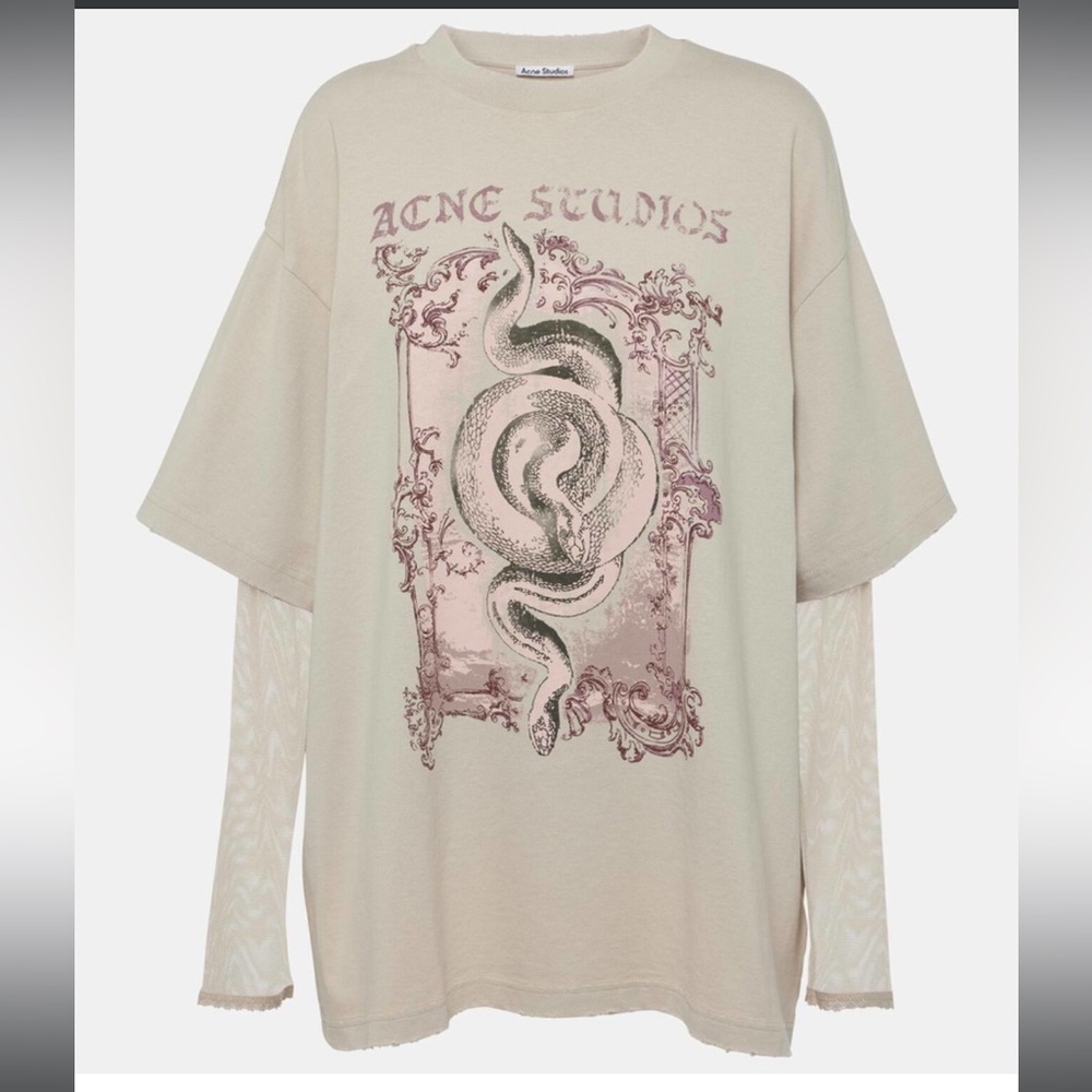 NWOT Acne Studios Edra layered printed cotton T-shirt Size S